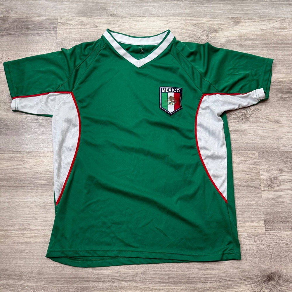 Mexico‎ Soccer Jersey Green White Red Graphic Tee Football Sport Large